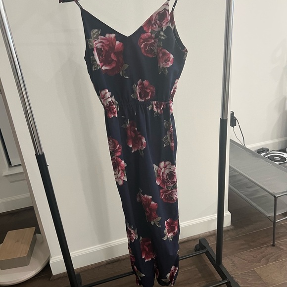 Forever 21 Floral Jumpsuit - Navy and Red - Picture 1 of 4